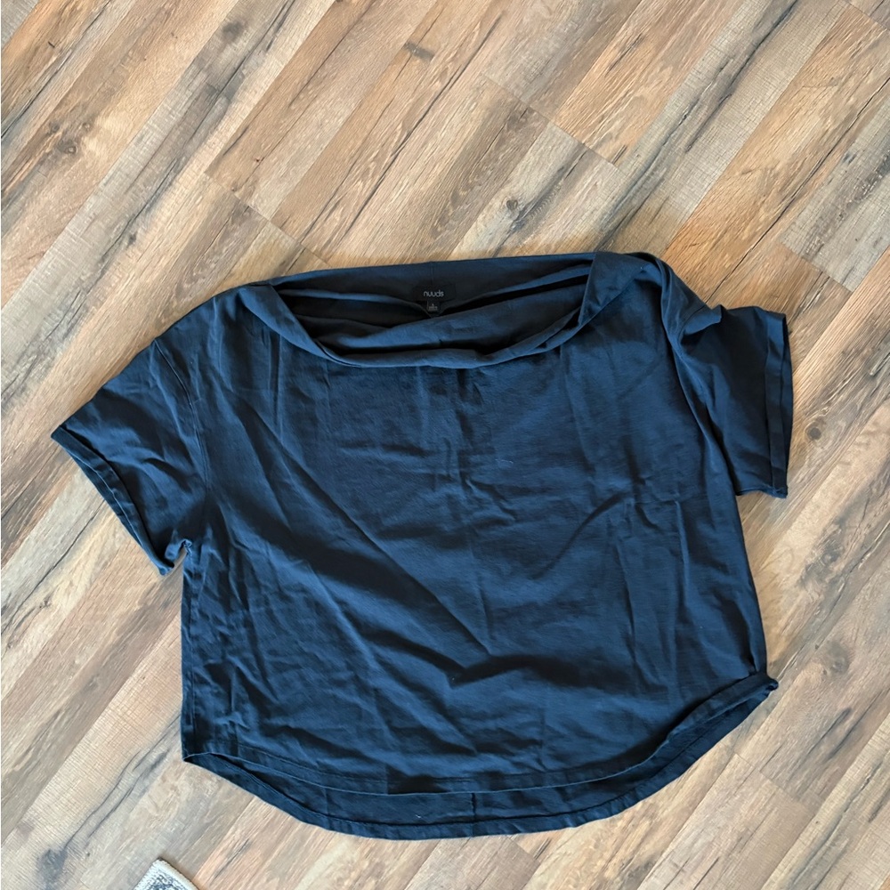 nuuds Black Off-the-Shoulder Short Sleeve Top - Picture 3 of 3